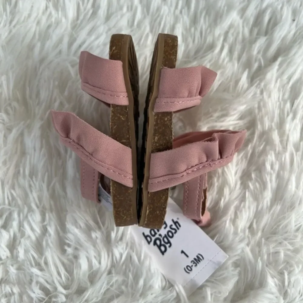 OshKosh B'Gosh Baby Pink Ruffle Sandals Size 1 (0-3‎ Months) NWT